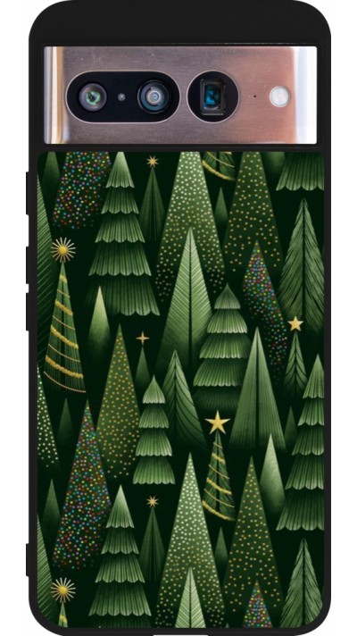 Coque Google Pixel 8 - Silicone rigide noir Christmas 25 Pattern Xmas Tree