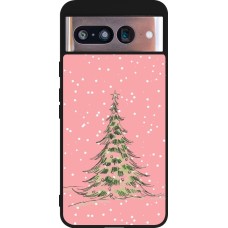 Coque Google Pixel 8 - Silicone rigide noir Christmas 25 Pink Tree