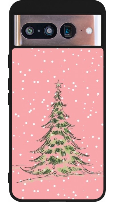 Coque Google Pixel 8 - Silicone rigide noir Christmas 25 Pink Tree