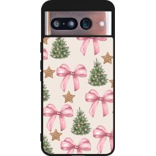 Coque Google Pixel 8 - Silicone rigide noir Christmas 25 Vintage Ribbons