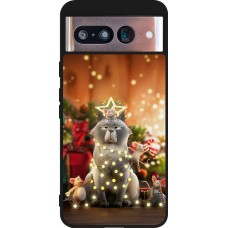 Coque Google Pixel 8 - Silicone rigide noir Christmas 25 Xmas Cat