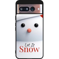 Coque Google Pixel 8 - Silicone rigide noir Christmas 25 Xmas Snowman