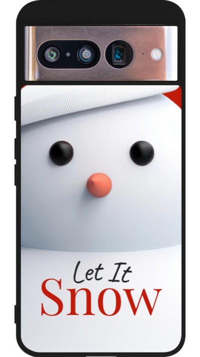 Coque Google Pixel 8 - Silicone rigide noir Christmas 25 Xmas Snowman