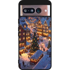 Coque Google Pixel 8 - Silicone rigide noir Christmas 25 Xmas Village