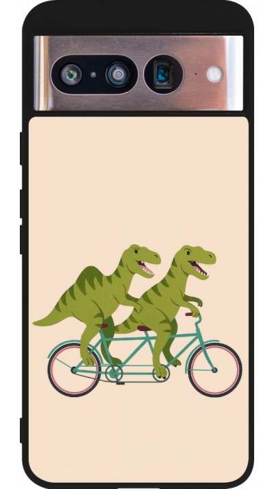 Coque Google Pixel 8 - Silicone rigide noir Dinosaurs on bikes 2026
