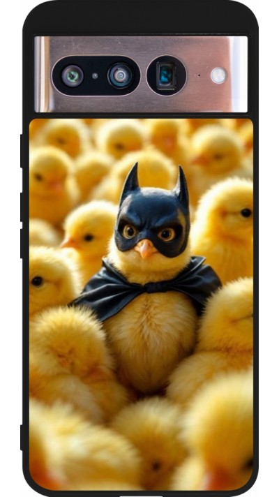 Coque Google Pixel 8 - Silicone rigide noir Easter 2026 Chicken Batman