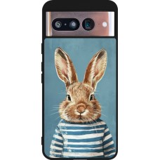Coque Google Pixel 8 - Silicone rigide noir Easter 2026 Rabbit navy