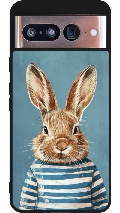 Coque Google Pixel 8 - Silicone rigide noir Easter 2026 Rabbit navy