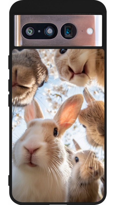 Coque Google Pixel 8 - Silicone rigide noir Easter 2026 Rabbits