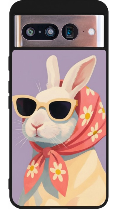Coque Google Pixel 8 - Silicone rigide noir Easter 2026 Rabbit with scarf