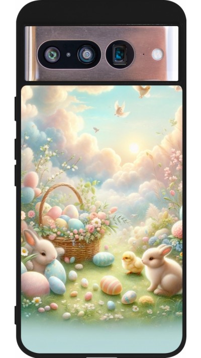 Google Pixel 8 Case Hülle - Silikon schwarz Ostern 2025 Pastell Ostern