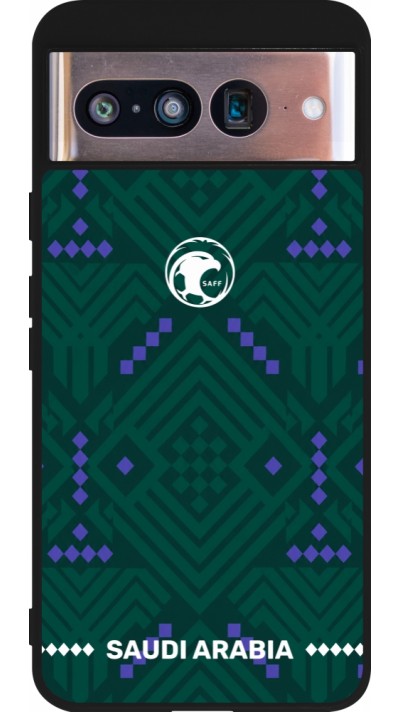 Coque Google Pixel 8 - Silicone rigide noir Maillot de football Arabie saoudite 2026 personnalisable