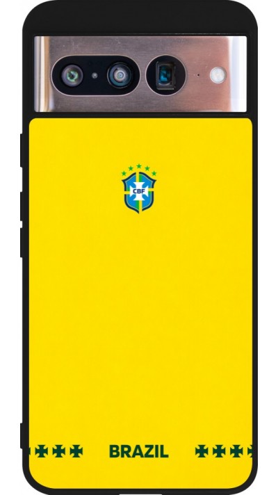 Coque Google Pixel 8 - Silicone rigide noir Maillot de football Bresil 2026 personnalisable