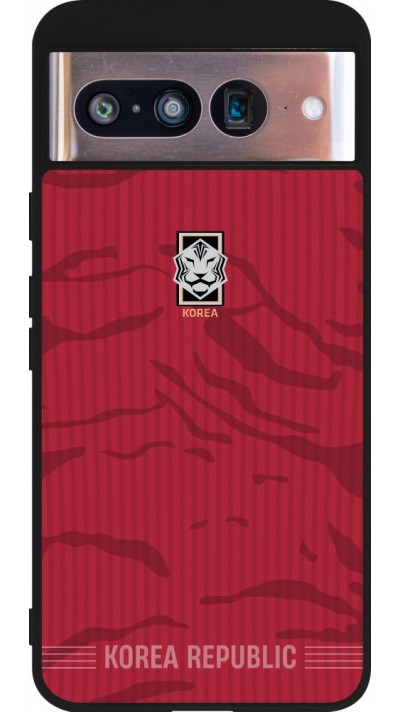 Coque Google Pixel 8 - Silicone rigide noir Maillot de football Corée du Sud 2026 personnalisable