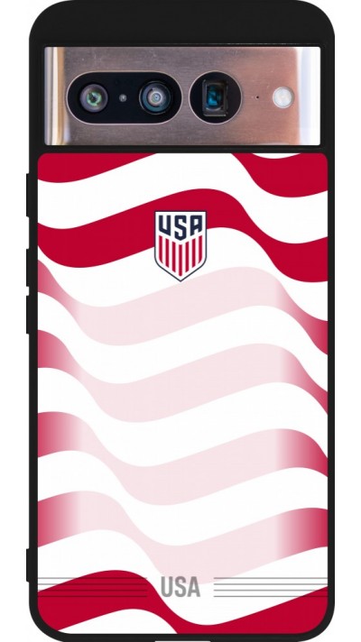 Coque Google Pixel 8 - Silicone rigide noir Maillot de football E?tats Unis 2026 personnalisable