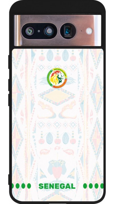 Coque Google Pixel 8 - Silicone rigide noir Maillot de football Sénégal 2026 personnalisable