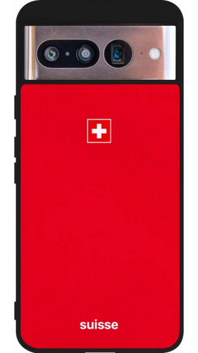 Coque Google Pixel 8 - Silicone rigide noir Maillot de football Suisse 2026 personnalisable