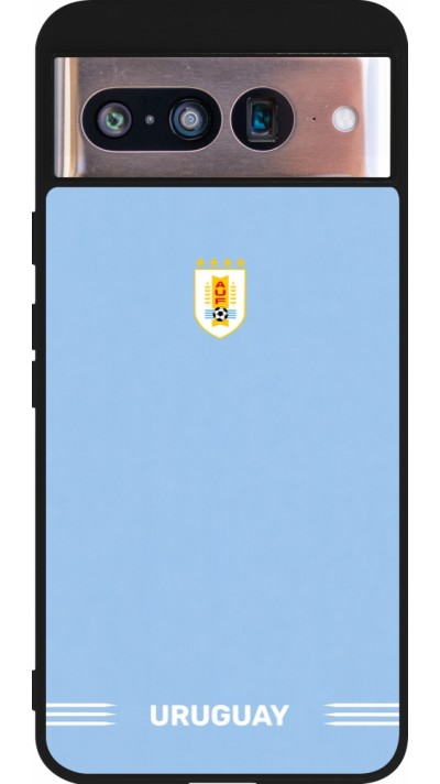 Coque Google Pixel 8 - Silicone rigide noir Maillot de football Uruguay 2026 personnalisable