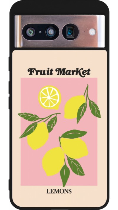 Coque Google Pixel 8 - Silicone rigide noir Fruit market lemons 2026