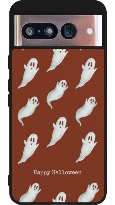 Coque Google Pixel 8 - Silicone rigide noir Halloween 2025 Pattern of ghosts
