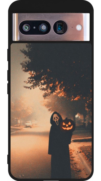Coque Google Pixel 8 - Silicone rigide noir Halloween 2025 Scream