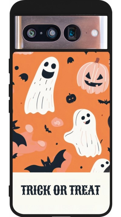 Coque Google Pixel 8 - Silicone rigide noir Halloween 2025 Trick treat