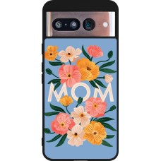 Coque Google Pixel 8 - Silicone rigide noir Mom 2026 Flowers