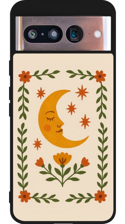 Coque Google Pixel 8 - Silicone rigide noir Half moon stamp 2026