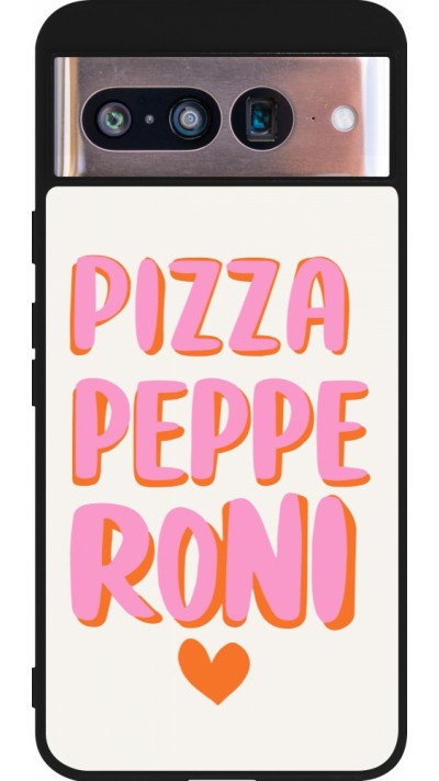 Coque Google Pixel 8 - Silicone rigide noir Pizza pepperoni 2026