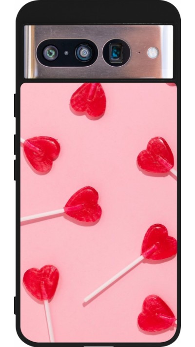 Coque Google Pixel 8 - Silicone rigide noir Saint Valentines Day 26 Lollipop