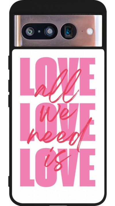 Coque Google Pixel 8 - Silicone rigide noir Saint Valentines Day 26 Love all we need is