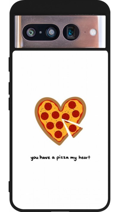 Coque Google Pixel 8 - Silicone rigide noir Saint Valentines Day 26 You have my pizza heart