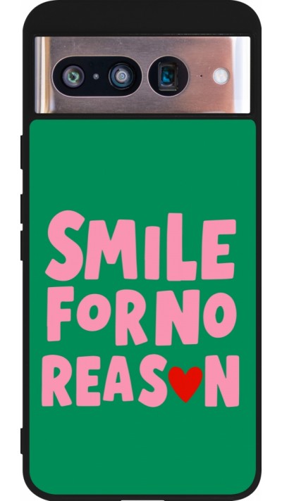 Coque Google Pixel 8 - Silicone rigide noir Smile for no reason 2026