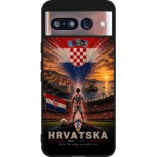 Coque Google Pixel 8 - Silicone rigide noir Football Croatie splash 2026