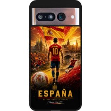 Coque Google Pixel 8 - Silicone rigide noir Football Espagne splash 2026