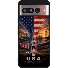 Coque Google Pixel 8 - Silicone rigide noir Football États-Unis splash 2026