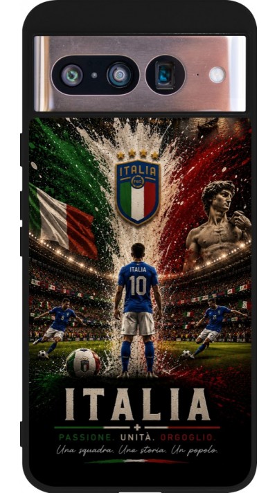 Coque Google Pixel 8 - Silicone rigide noir Football Italie splash 2026