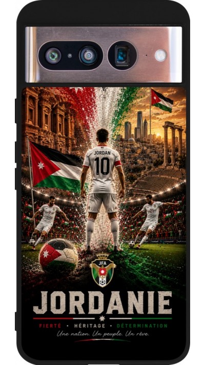 Coque Google Pixel 8 - Silicone rigide noir Football Jordanie splash 2026