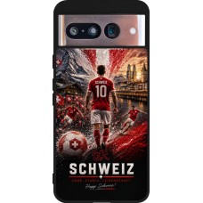 Coque Google Pixel 8 - Silicone rigide noir Football Schweiz splash 2026