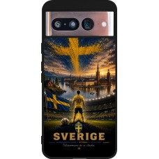 Coque Google Pixel 8 - Silicone rigide noir Football Suède splash 2026