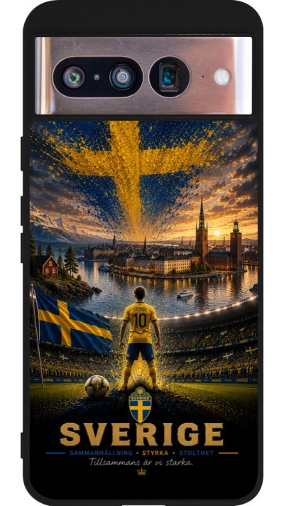 Coque Google Pixel 8 - Silicone rigide noir Football Suède splash 2026