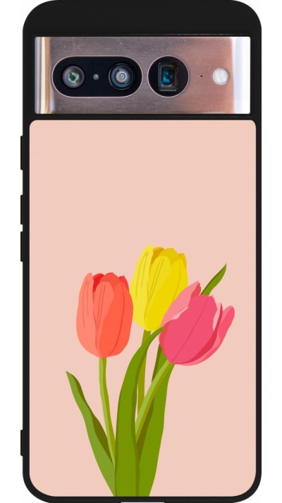 Coque Google Pixel 8 - Silicone rigide noir Spring 23 tulip trio