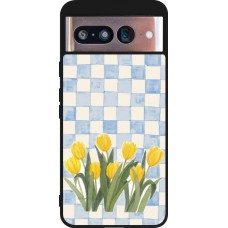 Coque Google Pixel 8 - Silicone rigide noir Blue vichy tulips 2026