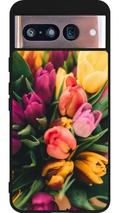 Coque Google Pixel 8 - Silicone rigide noir Bouquet of tulips 2026
