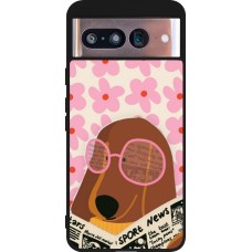 Coque Google Pixel 8 - Silicone rigide noir Dog with newspaper 2026