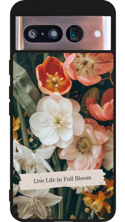 Coque Google Pixel 8 - Silicone rigide noir Full Bloom 2026