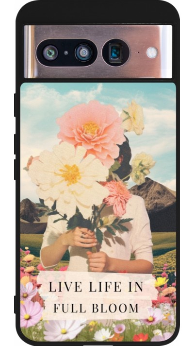 Coque Google Pixel 8 - Silicone rigide noir Live life in full moon 2026