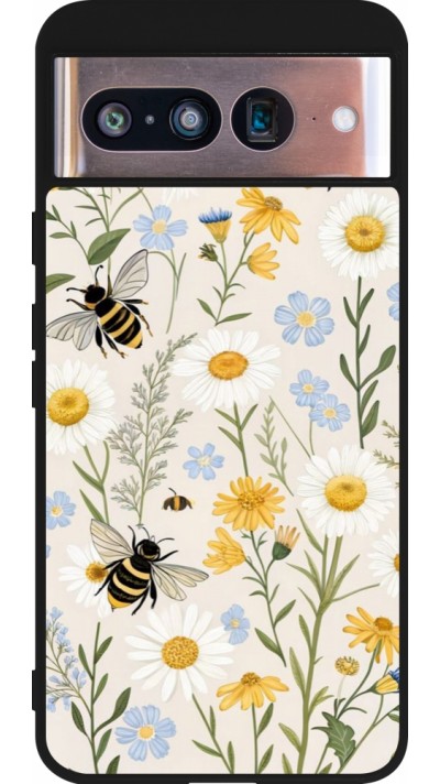 Coque Google Pixel 8 - Silicone rigide noir Pattern bees 2026