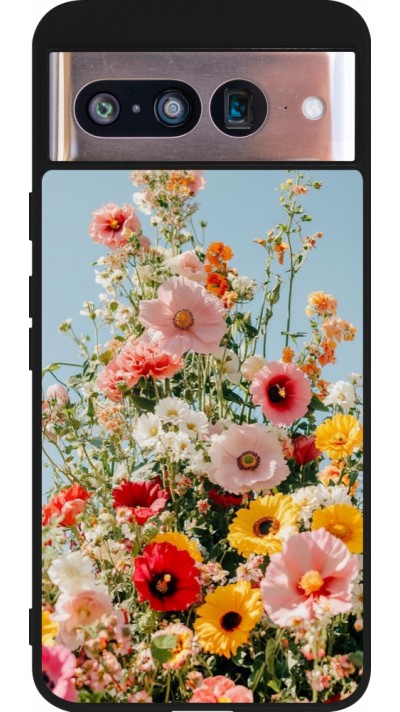 Coque Google Pixel 8 - Silicone rigide noir Spring flowers 2026