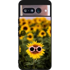 Coque Google Pixel 8 - Silicone rigide noir Sunflower with glasses 2026